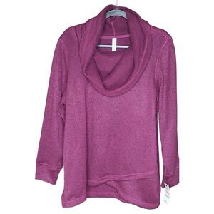 NEW Ideology Sz 2X Cowl Neck Pullover Cozy Fleece Women's Sweater Plum Caspia